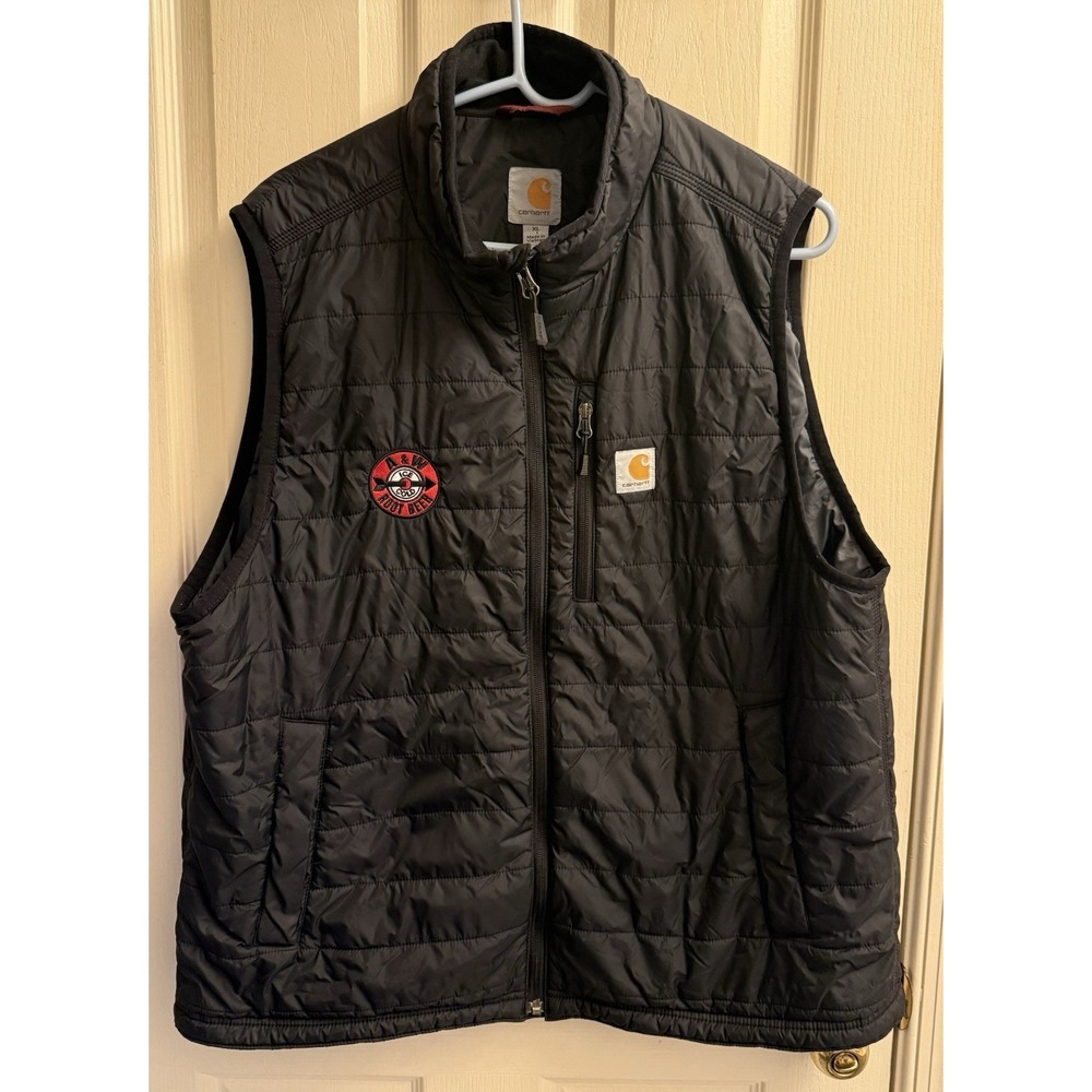 Carhartt Vest Mens XL Black Quilted Lightweight Insulated Puffer  A&W Root Beer